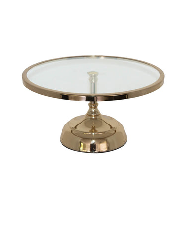 Cake Stand - Gold & Glass Short