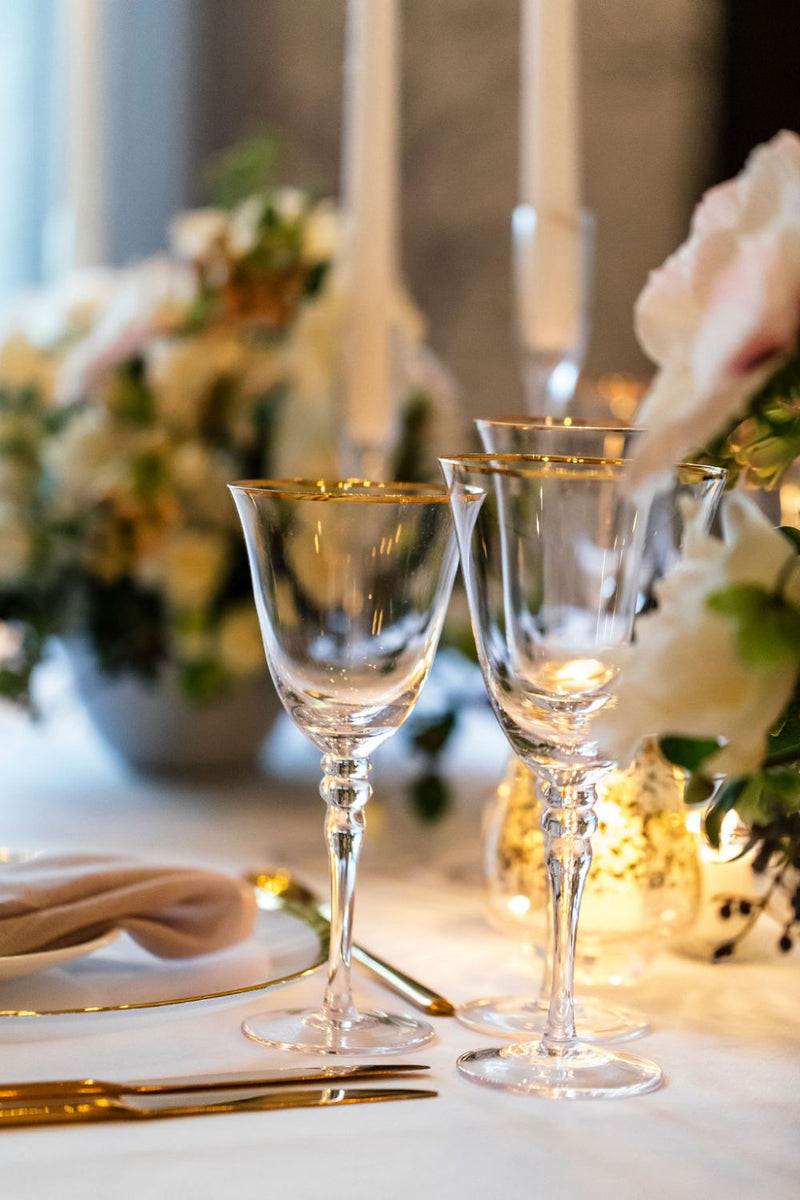 Glassware Gold Rimmed Red Wine Hire Haus