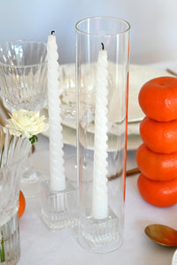 Candlestick -  Cubed Lined Glass Tall