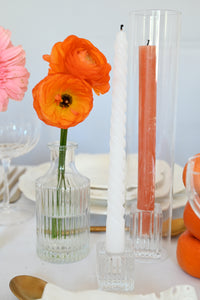 Candlestick -  Cubed Lined Glass Tall