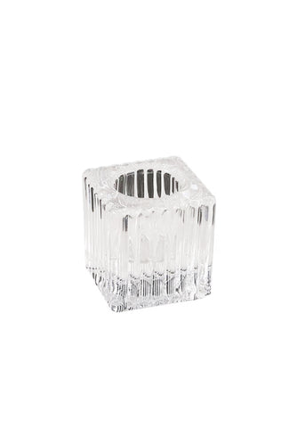 Candlestick - Cubed Lined Glass Small