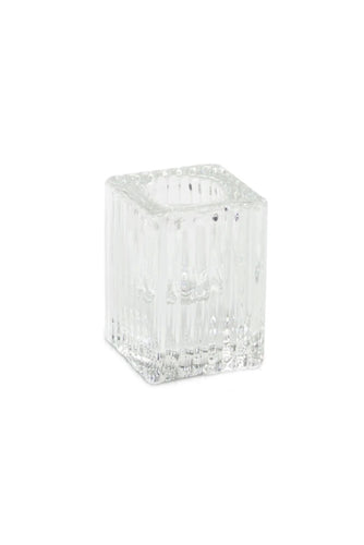 Candlestick -  Cubed Lined Glass Tall