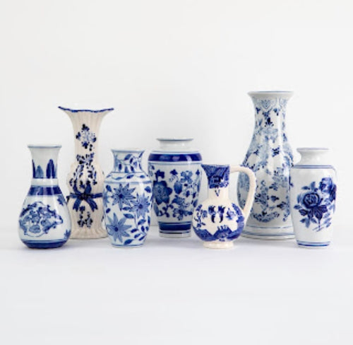 Vase - Blue & White Bottle Bundle