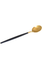Load image into Gallery viewer, Cutlery - Black &amp; Gold Dessert Spoon