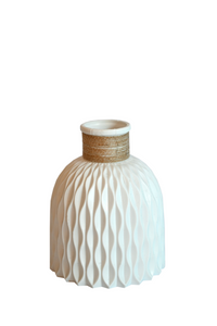 Vase -White Rippled Plastic