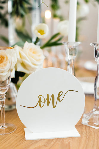 Table Number - White & Gold