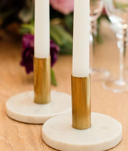 Candlestick - Marble & Gold